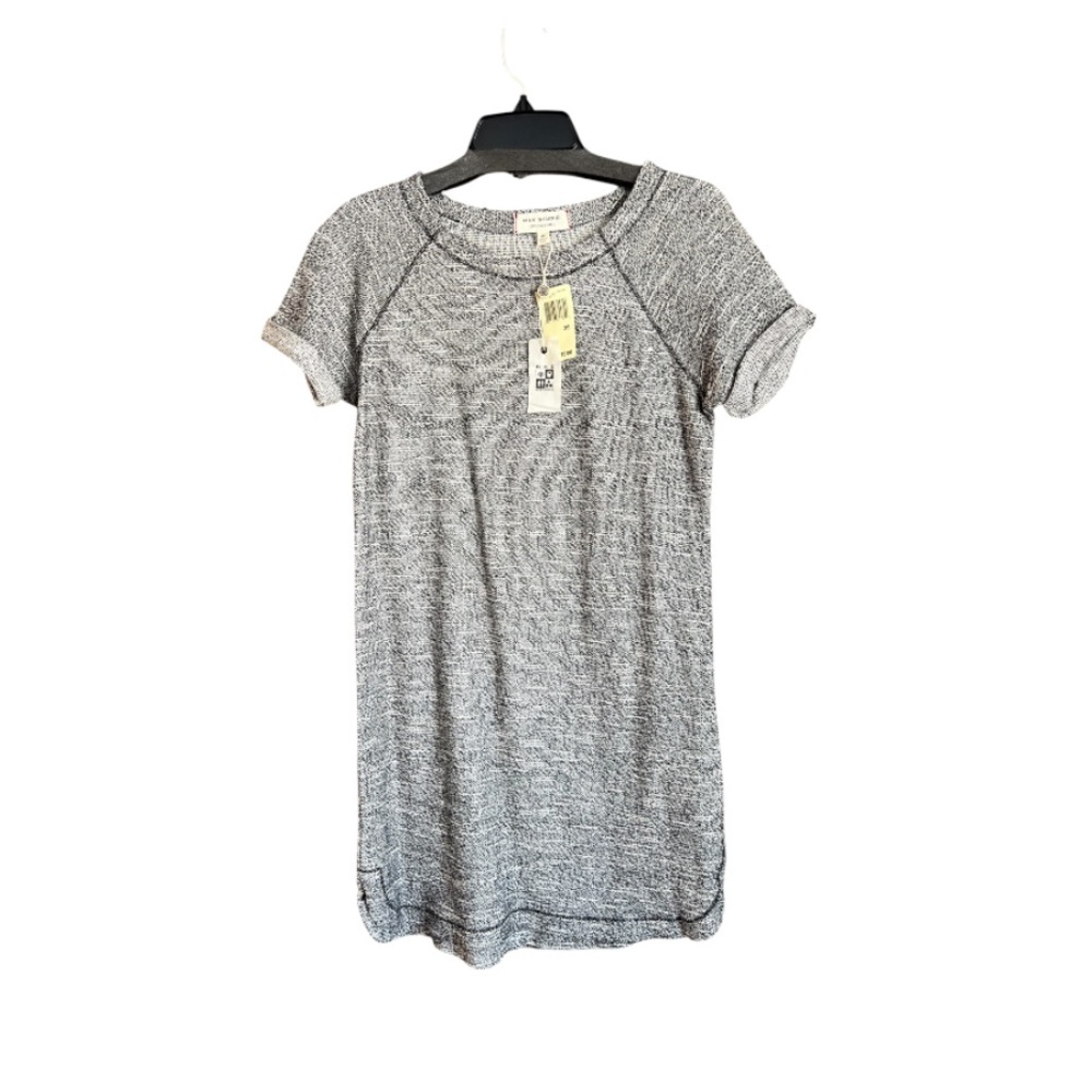 NWT Max Studio Weekend Knit T-Shirt Dress XS Gray Black Marled Raglan